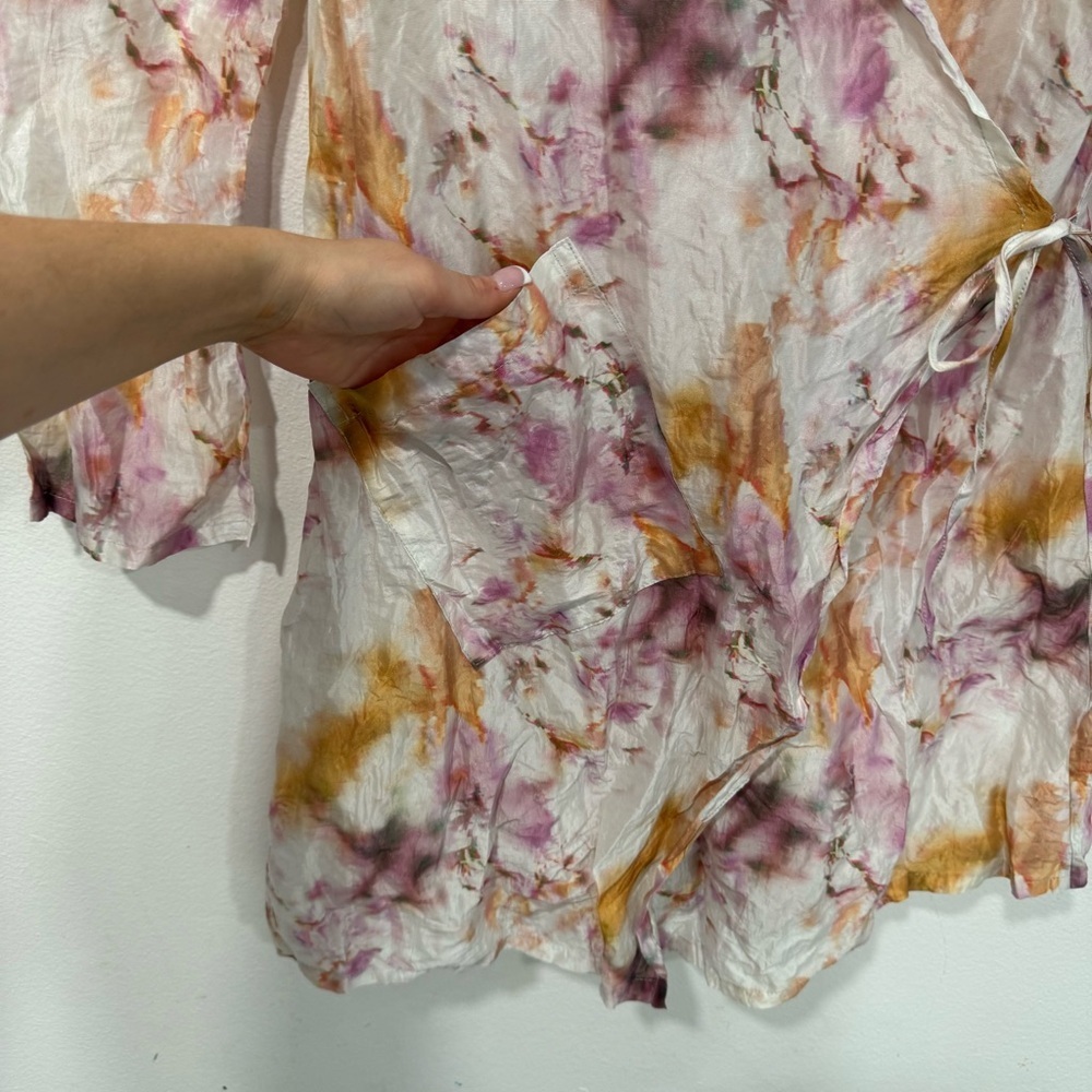 Bryn Walker Sheer Floral Long Sleeve Wrap Mini Dress S - Picture 5 of 6